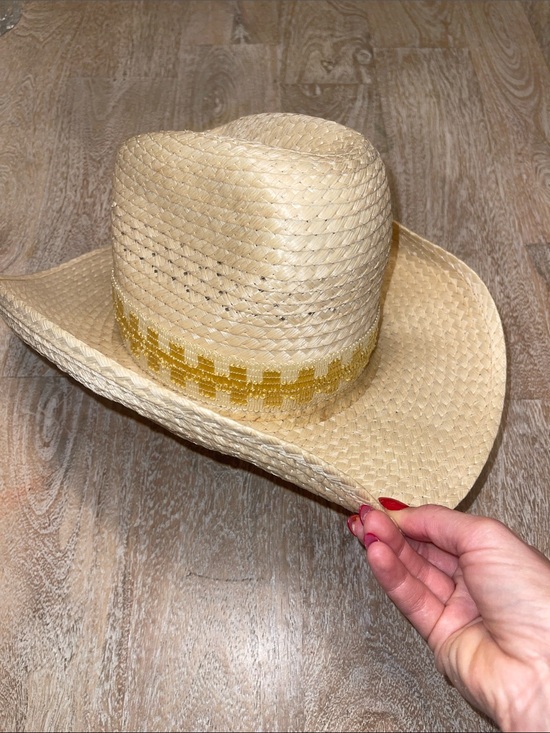 Vintage Straw Cowboy Hat with Yellow Band main image 5